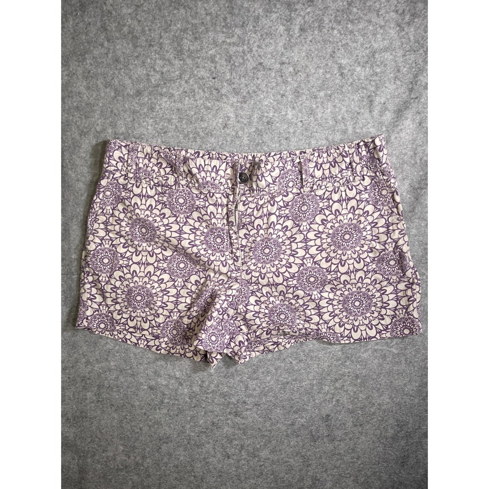 Ann Taylor LOFT Purple Mandala Floral Print Shorts Womens Size 12 Casual Summer
